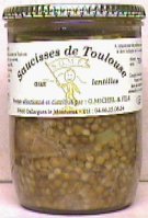 Saucisses de Toulouse aux Lentilles